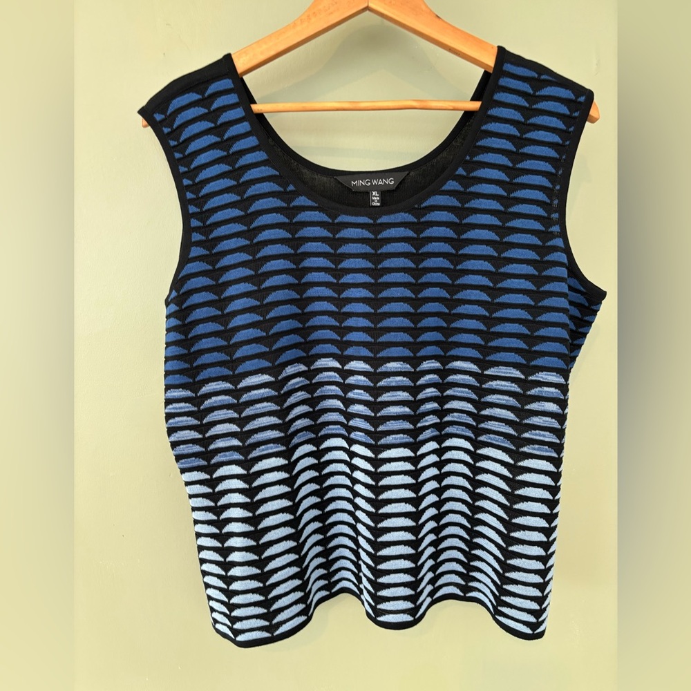 Ming Wang Sleeveless Sweater Tank Shell XL Blue and Black